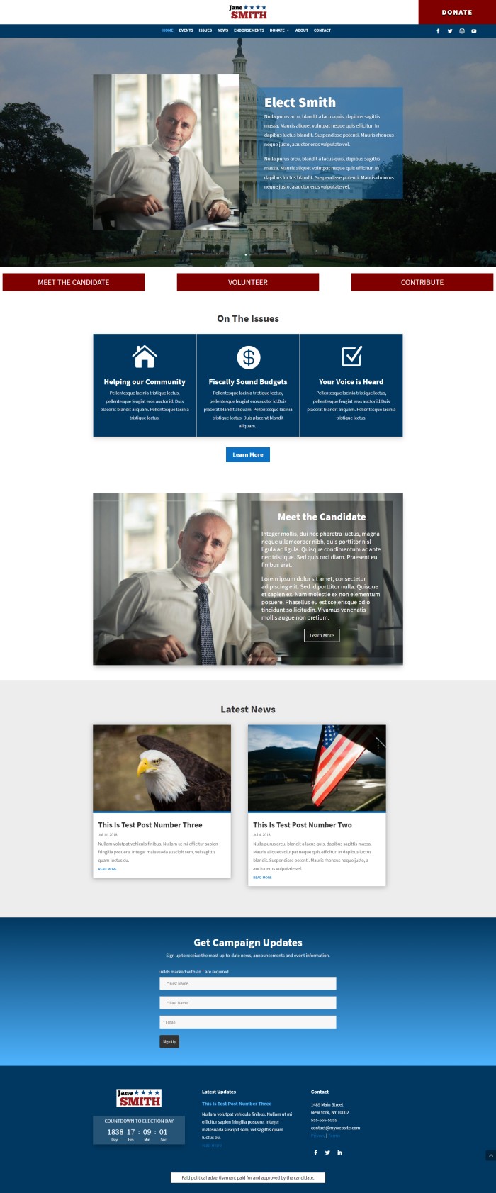 WordPress Candidate Theme Design Example