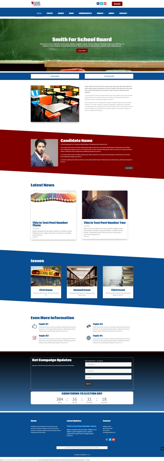 School Board WordPress Theme Design Example