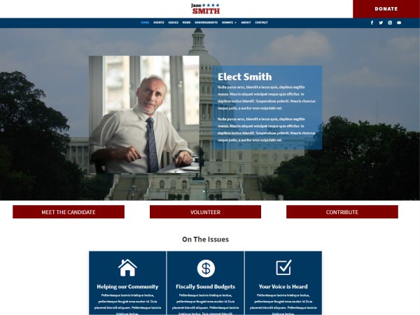 Political website template example