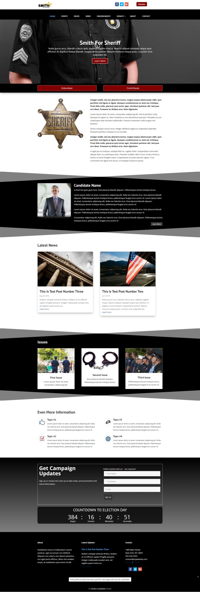 Sheriff WordPress Theme Template Design Example